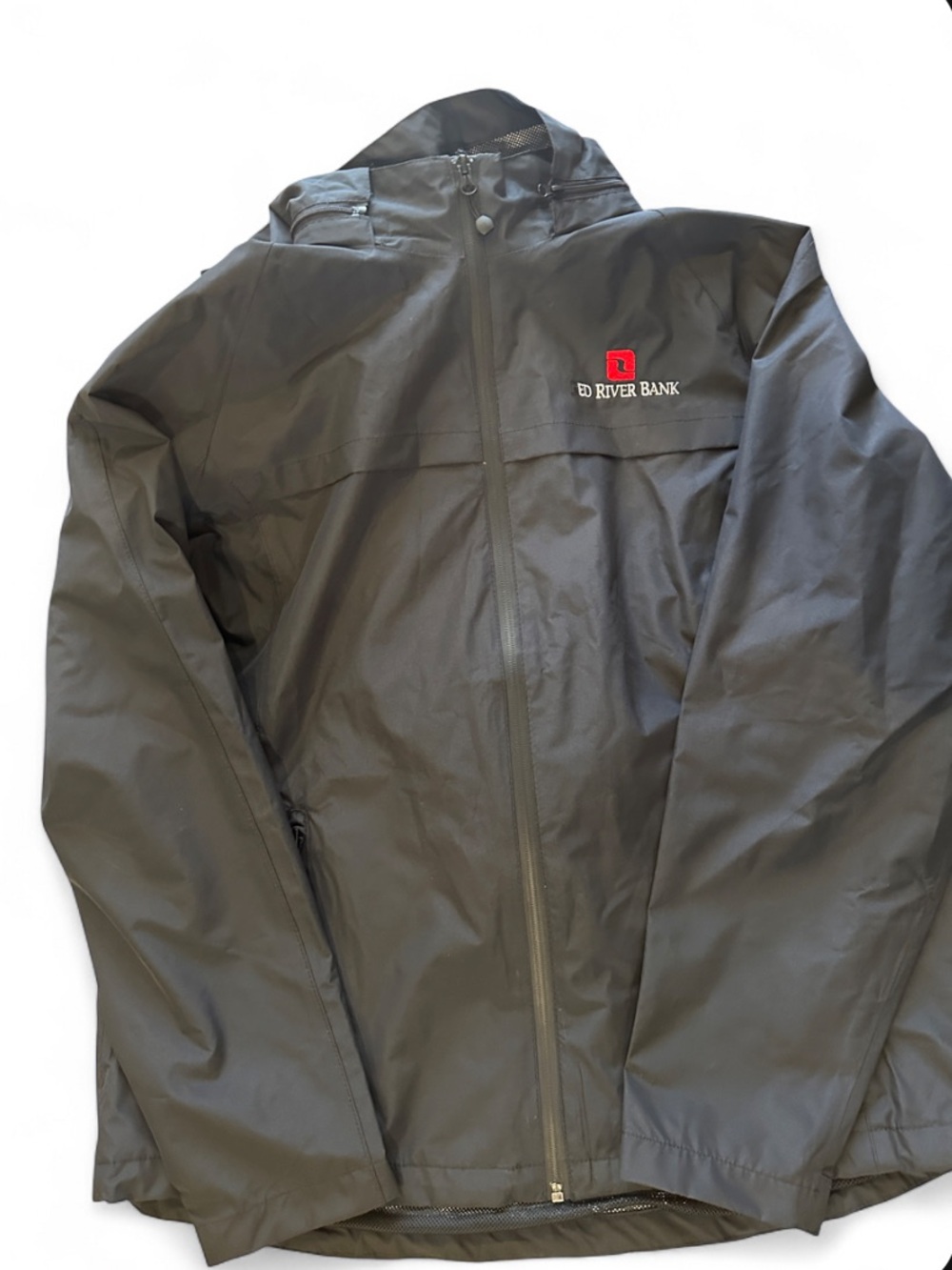 Port Authority women’s black hooded rain jacket 🖤 Size XL